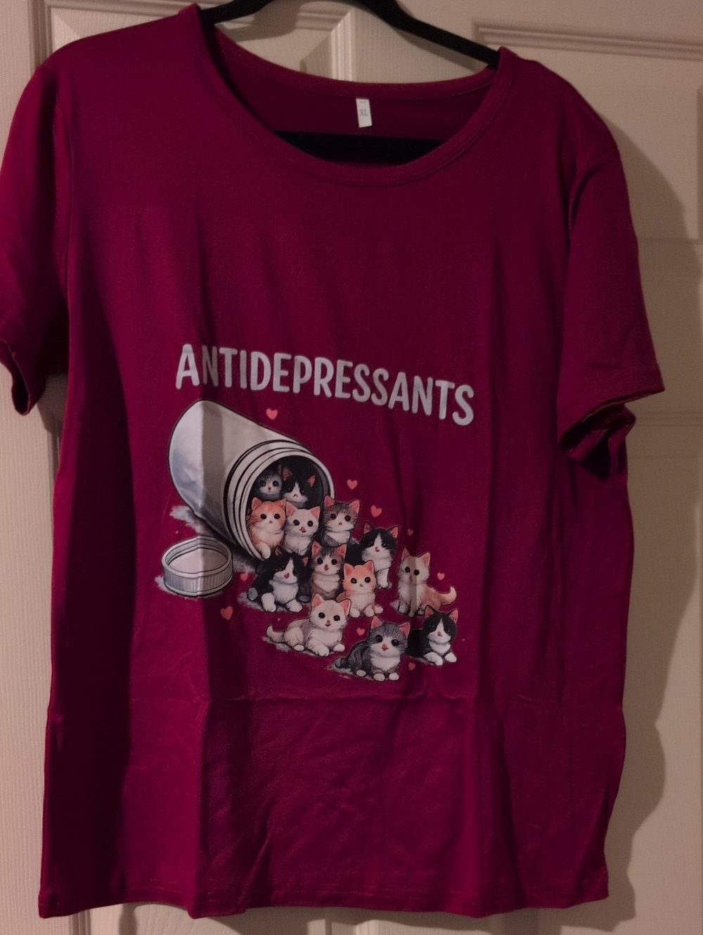 Antidepressants Kitten Graphic Tee - Deep Magenta